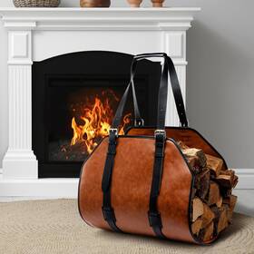 Ef-ylinge-0206 Ylinge Leather Firewood Carrier Log Heavy Duty Luxury Handcrafted Fi
