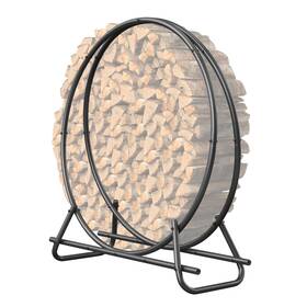 Chtq-120 Ysejomp Outdoor Firewood Circle Rack- Metal Pipe Ring Sturdy And Durable Holde