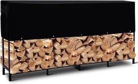 Tl22003 Zeophol 8ft Firewood Log Rack With Cover Outdoor Fireplace Wood Storage Holder Adjustable
