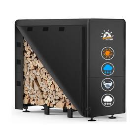 Lrc-4f-blk-eu Zettum Firewood Rack Cover 4 Feet - 600d Wood Waterproof And Heavy Duty