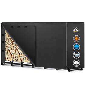 Lrs-8f-blk Zettum 8ft Firewood Log Rack With Cover - Outdoor Wood Stand Holder Heavy