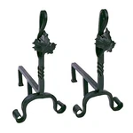 Minuteman Maple Leaf Wrought Fireplace Andirons Black. Fixed Price $155.74.