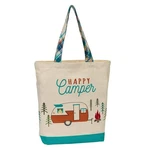 Design Imports Dii Happy Camper Print Tote, Beige, Wine Redyellow, Green, Bro.... Fixed Price $31.30.