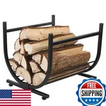 Mygift Industrial Firewood Rack Matte Black Metal Freestanding U-shape Log. Fixed Price $71.61.