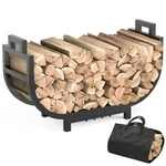 30 Inch Firewood Rack Outdoor Indoor With Handle Log Carrier Bag, Stable Met. Fixed Price $145.32.