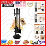 5 Pcs Fireplace Tools Set 32" Black Wrought Iron Large For Outd.... Fixed Price $75.19.