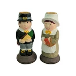 Teleflora Pilgrim Candle Holder Set Thanksgiving Fall Harvest Figurines Couple. Fixed Price $20.00.