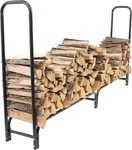 8-FOOT Black Steel Firewood Log Rack For Indoor/outdoor Storage. Fixed Price $153.99.