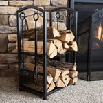 4-PIECE Steel Firewood Log Rack With Fireplace Tools By Sunnydaze. Fixed Price $99.95.