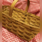 Lrg Vintage Original Basket Fine Artisan Weave Oak Wood Antique Collectible. Fixed Price $99.99.