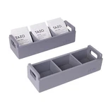 Htb Slim Grey Wood Tea Bag Organizer W/ Handle, 3 Compartments. Fixed Price $49.98.