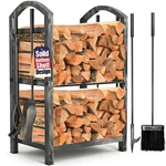 Amagabeli Garden & Home Firewood Rack Indoor With Tools 5-PIECE Fireplace Set. Fixed Price $73.03.