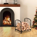 Outsunny Firewood Rack Outdoor, 16" Metal Fireplace Log Holder, Black. Fixed Price $18.76.