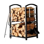 Home Firewood Rack Indoor Outdoor 2-TIER Holder With Fireplace .... Fixed Price $52.18.