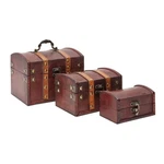 Juvale Treasure Chest Storage Boxes - Dark Brown Wood, Antique. Fixed Price $36.19.