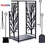 Firewood Rack Log Holder Storage Set With 4 Tools Brush, Shovel, Poker, And. Fixed Price $97.56.