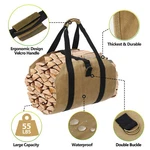 Durabl Waxed Firewood Bag Canvas Log Tote Fireplace With Handles Straps. Fixed Price $15.19.