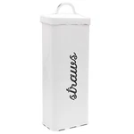 Auldhome Farmhouse Enamelware Straw Holder White Rustic Metal Storage Ca. Fixed Price $37.67.