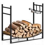 Costway 33" Firewood Rack W/ Removable Kindling Holder Steel Fireplace. Fixed Price $44.99.