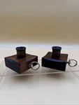 Vermont Wood Specialties Vtg Primitive Square Set 2 Brass Ring Candle Holder. Fixed Price $10.49.