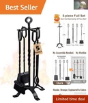 Classic Black Firewood Tool Set 5-PIECE Wrought Iron Collection For Fireplaces. Fixed Price $125.99.