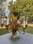 Vintage Italian Mcm Regency Gilt Cast Iron 6-ARM 20" Chandelier Ft. Wheat Sheaf. Fixed Price $750.00.