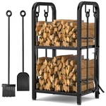 Honest Outfitters Firewood Rack Indoor, 2-TIER Outdoor With 4 Piec. Fixed Price $229.47.