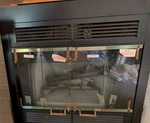 Preway Gas Fireplace Insert With Original Electric Blower Never Used. Fixed Price $500.00.