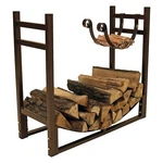 Bronze Metal Indoor/outdoor Firewood Log Rack With Removeable Kindle Holder. Fixed Price $295.38.