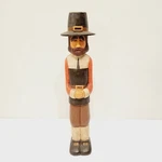 Carved Wooden Pilgrim Candle Holder Thanksgiving Decor Rustic Folk Art. Fixed Price $24.99.