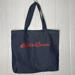 Eddie Bauer Jean Denim Tote Bag 18.5 X 16 2 Nwot Blue Red Logo. Fixed Price $17.99.