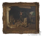 F72575: Aloysius Kelly Oil On Canvas Painting Of Man By Fireplace - Signed. Fixed Price $2895.00.