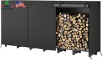 8FT Firewood Rack With Waterproof Cover Indoor Outdoor Heavy Duty Log Holder. Fixed Price $121.32.