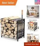 15.5-INCH Compact Metal Firewood Rack With Blower, For Indoor Outdoor Us.... Fixed Price $50.00.