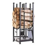 Style Selections Black Steel Firewood Log Rack With Fireplace Tool Set 15850L. Fixed Price $53.95.