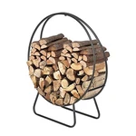 Ajubence Firewood Rack, 24 Inch, Metal And Powder-coated Round, Black. Fixed Price $83.99.