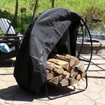 40 In Powder-coated Steel Firewood Log Hoop Rack With Black Cover By Sunnydaze. Fixed Price $93.95.