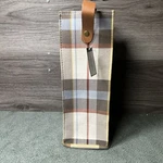 Threshold Plaid Canvas Wine Bag With Leather Handle Brown/white. Fixed Price $9.99.