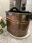 Copper Antique Wood Fire Holder Box Bucket Metal. Fixed Price $100.00.