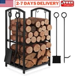 Fireplace Tool Set Log Rack Iron Firewood Holder Lumber Storage Accessories. Fixed Price $98.99.