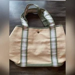 Northern Reflections Tote Bag Womens Large Beige Green Cotton Striped Canvas. Fixed Price $15.77.