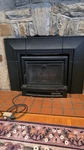 Hearthstone Morgan 8470 Black Wood Fireplace Insert Blower Reversible Door. Fixed Price $750.00.