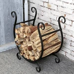 Black Metal Scrollwork Firewood Rack, Freestanding Fireside Storage Log. Fixed Price $62.99.
