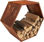Rustic Hexagon Firewood Rack - Sturdy Steel Outdoor Log Holder. Fixed Price $348.99.