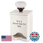 Mud Pie Fba Ceramic Tea Bag Caddy White 4771009. Fixed Price $39.98.