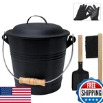 Poofzy 1.3 Gal Ash Bucket W/ Lid & Shovel - Fireplace, Stove, Grill, Oven. Fixed Price $52.05.