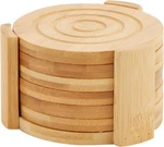 Juvale Set 6 Bamboo Wood Coasters With Holder For Coffee Table, Hot Brown. Fixed Price $22.89.