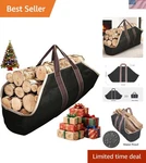 Large Waterproof Canvas Log Tote - Heavy Duty Firewood Carrier, 36.6" X 17.7". Fixed Price $28.99.