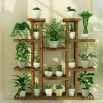 Unho Multi-tier Plant Stand, 46IN Height Wood Flower Rack Holder 16 Potted Displ. Fixed Price $63.90.