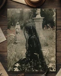 Vintage Victorian Mourning Woman Cemetery Sympathy Card Antique Condolence. Fixed Price $8.75.